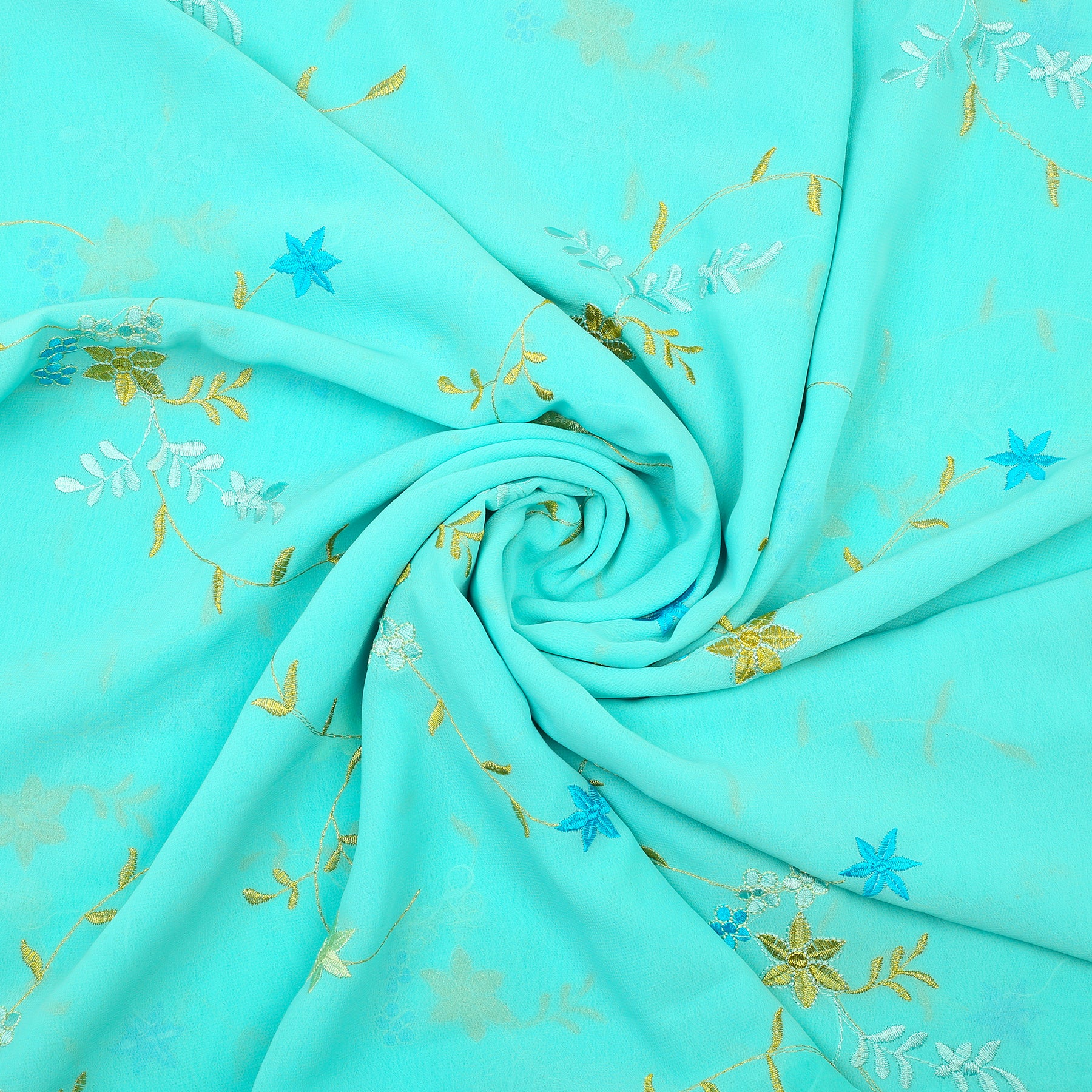 Self Chiffon Embroidered Shirt