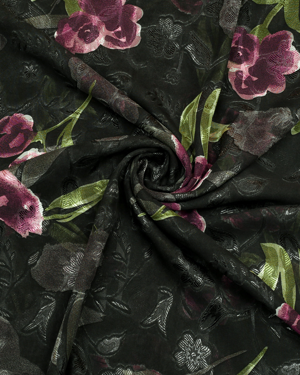 Black Peony Chiffon 2 Piece