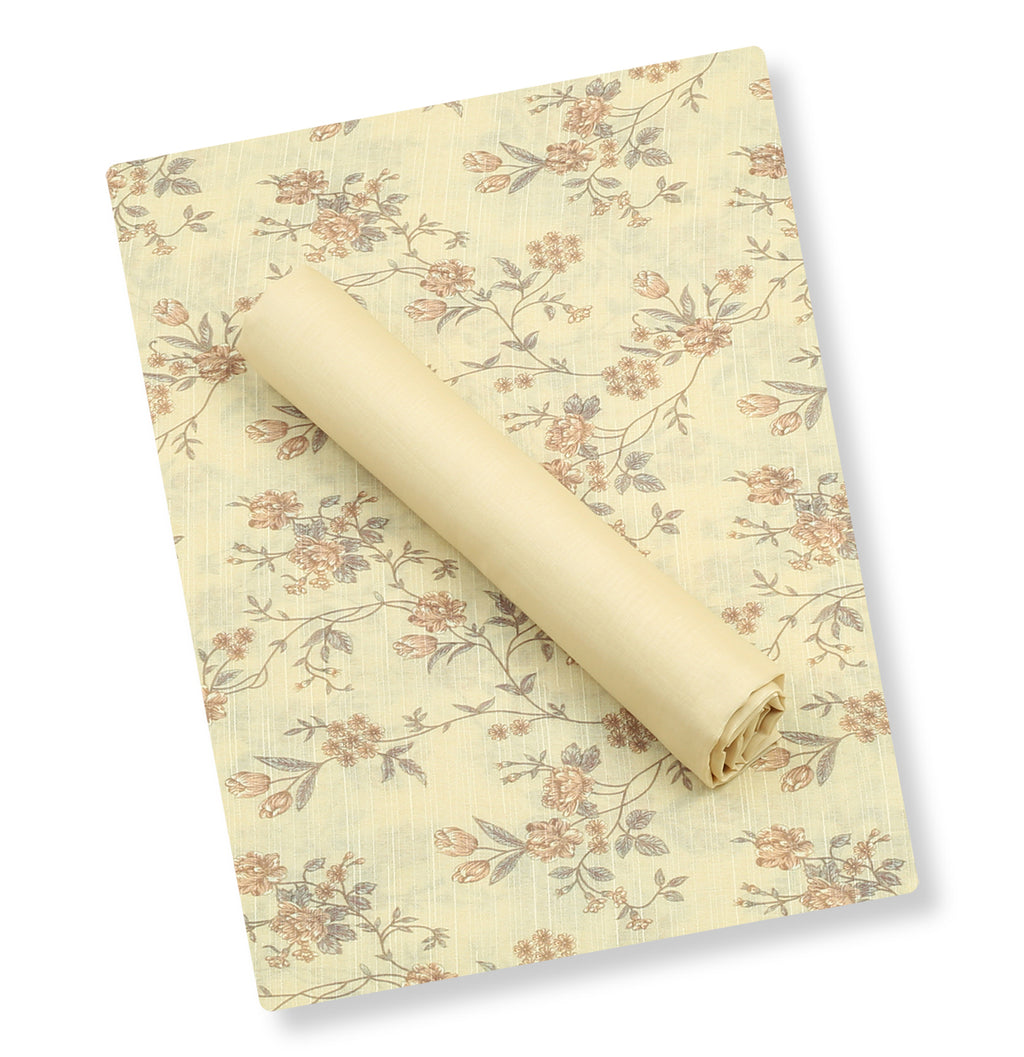Golden Beige Floral Lawn 2pc