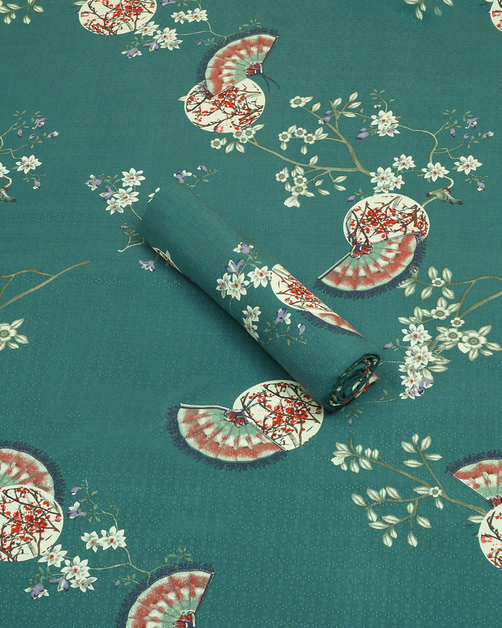 Teal Fan Linen 2 Piece