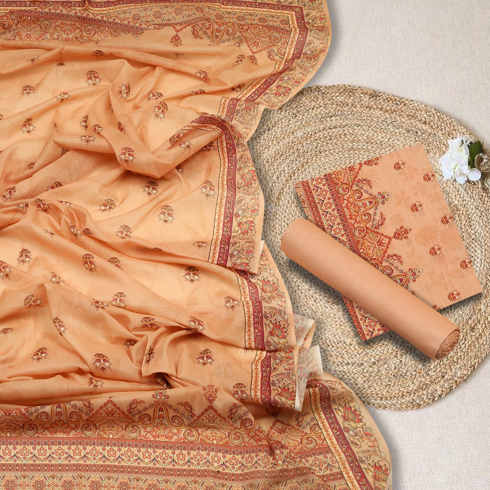 Peach Aura Lawn 3pc