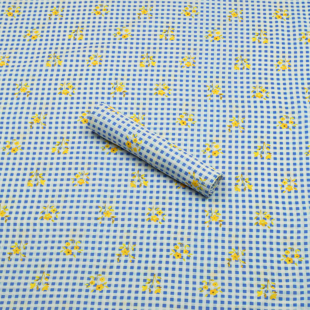Blue Blossom Check Lawn 2pc