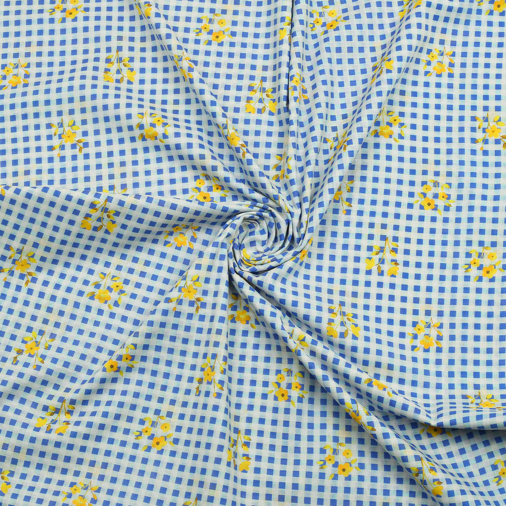 Blue Blossom Check Lawn 2pc