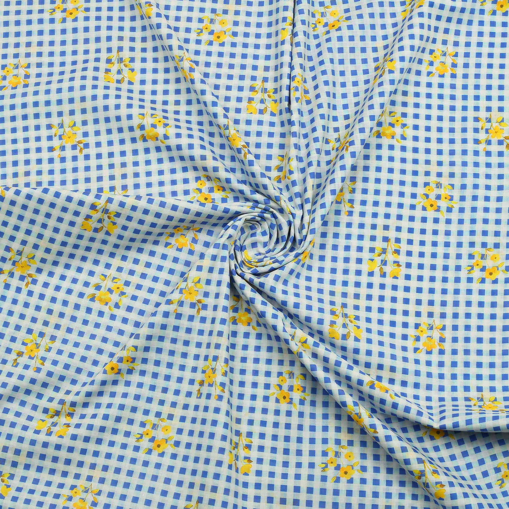 Blue Blossom Check Lawn 2pc