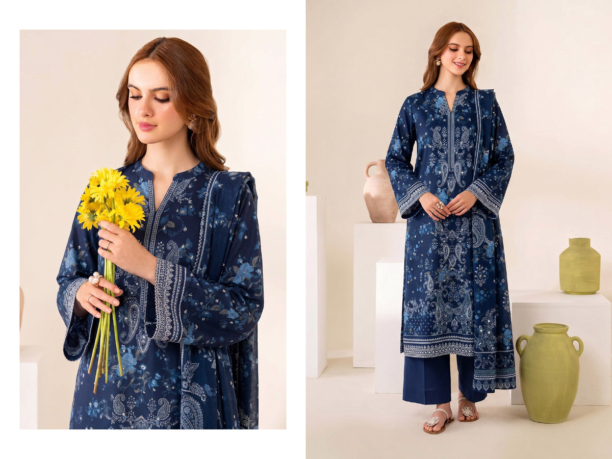 Navy Elegance Linen 3 Piece