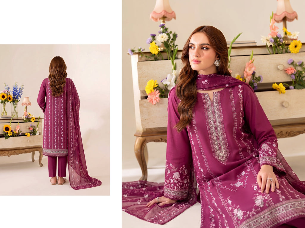 Magenta Floral Linen 3 Piece